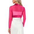 thumbnail image 3 of Satin Shrug for Women's Evening Dresses Mesh Formal Coverup Open Front Long Sleeve Cropped Bolero L Hot Pink, 3 of 6