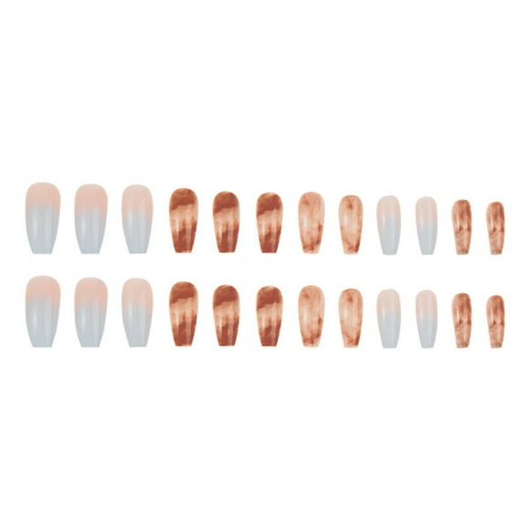 VOKE Nail Display Tips Long Nails Tips Coffin Ballerina Full Tip Nails Medium Coffin Clear Nails Tips Nail Hand for Acrylic Nails Finger Tips Long Light Blue Gradient Nail Wear Nail Caramel