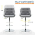 thumbnail image 4 of Bar Stools with Back, Linen Square 360°Swivel Barstools, Adjustable Height Pneumatic Lift Bar Chair for Kitchen Island, Bar, Dining, Light Grey, 4 of 10