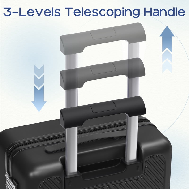 Luggage Sets 4 Piece Carry on Luggage with Spinner Wheels Hardshell Durable Suitcase with TSA Lock 14 20 24 28 inch Black