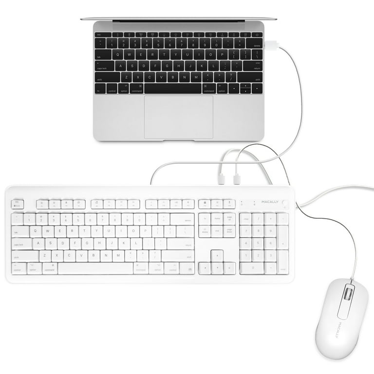 Macally Clavier filaire USB pour Mac – Clavier compatible Apple avec  concentrateur USB (2 ports) – Clavier Mac pleine taille avec pavé numérique  –