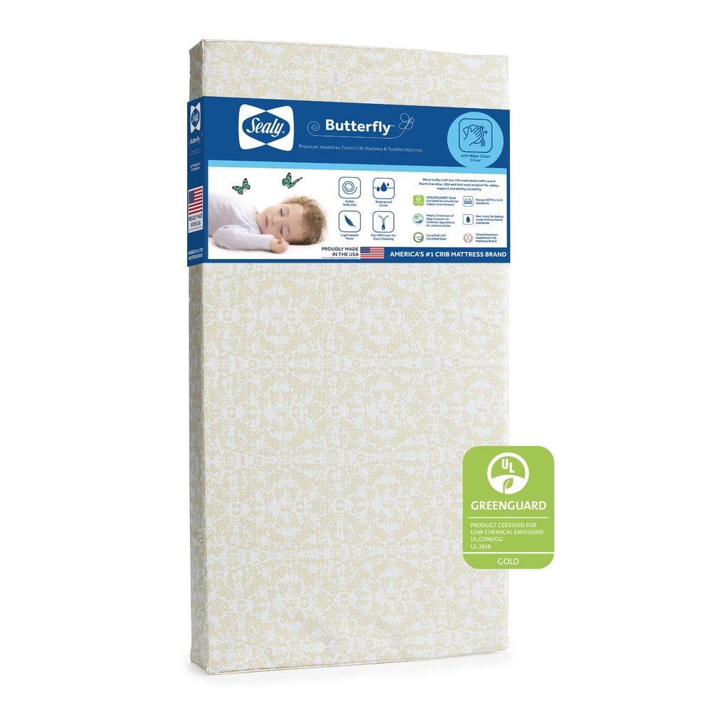 Sealy Butterfly Posture Support Crib and Toddler Bed Mattress with Waterproof Vinyl Cover Walmart