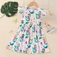 thumbnail image 5 of WIBACKER Toddler and Little Girl Skater Dress Ruffle Sleeve Priness A-line Sundress - 1 Piece Dinosaur, 5 of 10