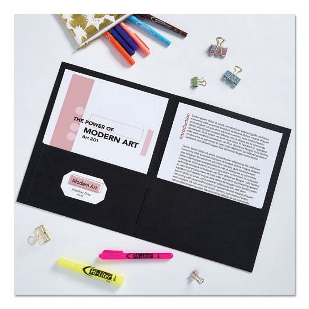 Two-Pocket Folder, 40-Sheet Capacity, 11 X 8.5, Black, 25/box | Bundle of 2 Boxes