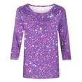 thumbnail image 5 of Sequin 3/4 Sleeve Shirts for Women Summer Party Tops Fashion Casual Crewneck Tee Shirt Comfy Blouse, 5 of 6