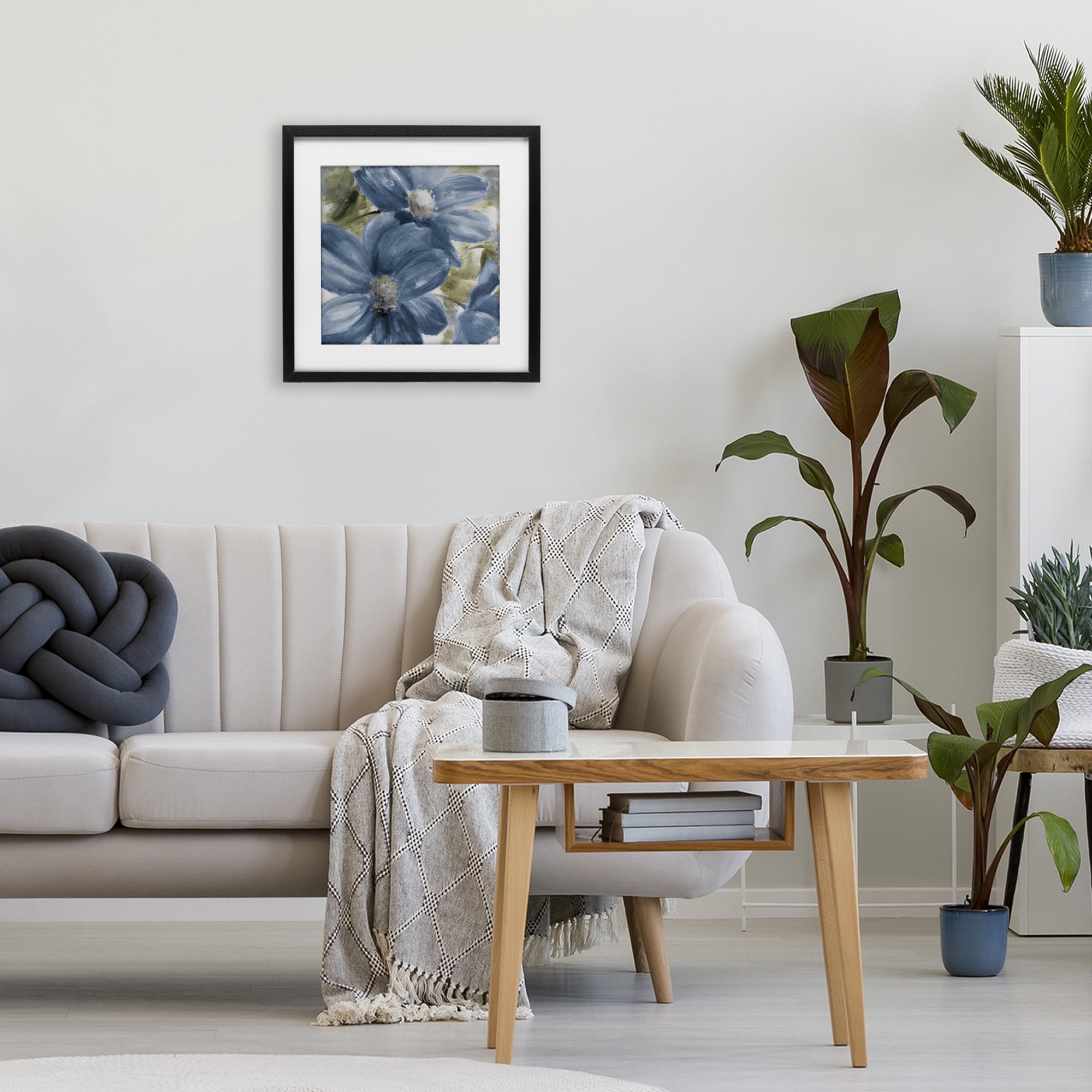 Stupell Industries Walk In Beauty Blue Flowers Black Framed Print Under Glass, design by Lanie Loreth