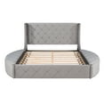 thumbnail image 3 of Harper & Bright Designs Queen Wingback Velvet Platform Bed with Storage, Gray, 3 of 11