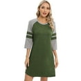 thumbnail image 3 of WBQ Women's Nightgown 3/4 Sleeve O Neck Nightshirt Color Block Casual Sleepwear Nightdress Soft Comfy Knee Length Sleepshirt Loungewear, S-2XL, 3 of 9