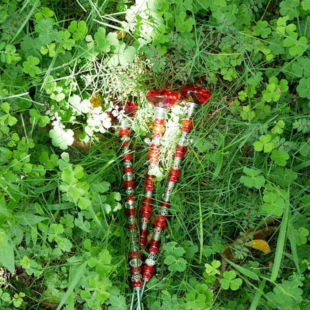 7" Red Diamond Beaded Garden Stake 1PC Fairy Wand Decorative Plant Stake Lawn Decoration