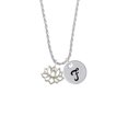 thumbnail image 2 of Delight Jewelry Silvertone Lotus Outline Silvertone Script Initial Disc - F - Charm Necklace, 20"+3", 2 of 4
