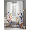 thumbnail image 4 of Colorful Spring Floral Semi Sheer Window Curtains 108 Inches Long, Elegant Summer Botanical Watercolor Rod Pocket Voile Chiffon Curtain Light Filtering Drapes for Living Room, 52"x108", 2 Panels, 4 of 9