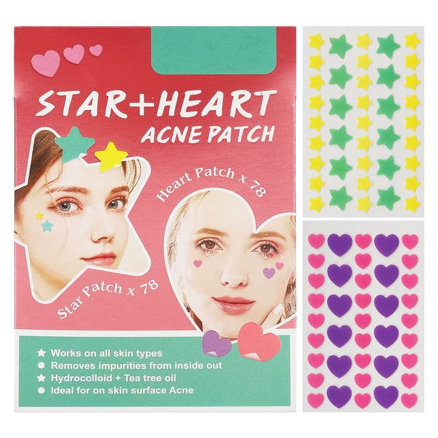 156 parches hidrocoloides para curar granos, con forma de corazón y estrella, para prevenir la inflamación y cubrir granos.
