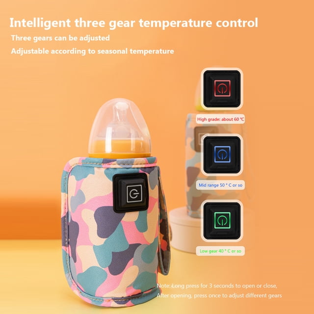 Calentador de biberón USB portátil para bebés en movimiento para viajes a casa (camuflaje Pi