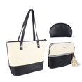 thumbnail image 6 of Women 3 in 1 Shoulder Bag PU Leather Purses Handbags Top Handle Satchel Bags Purse Set with Shoulder Strap White and Black Free Size, 6 of 8