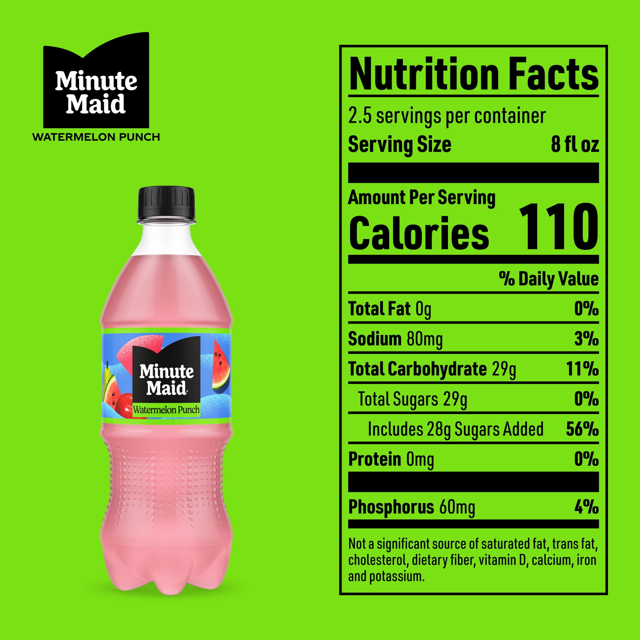 (4 pack) Minute Maid Watermelon Punch Juice Drink Bottle, 20 fl oz