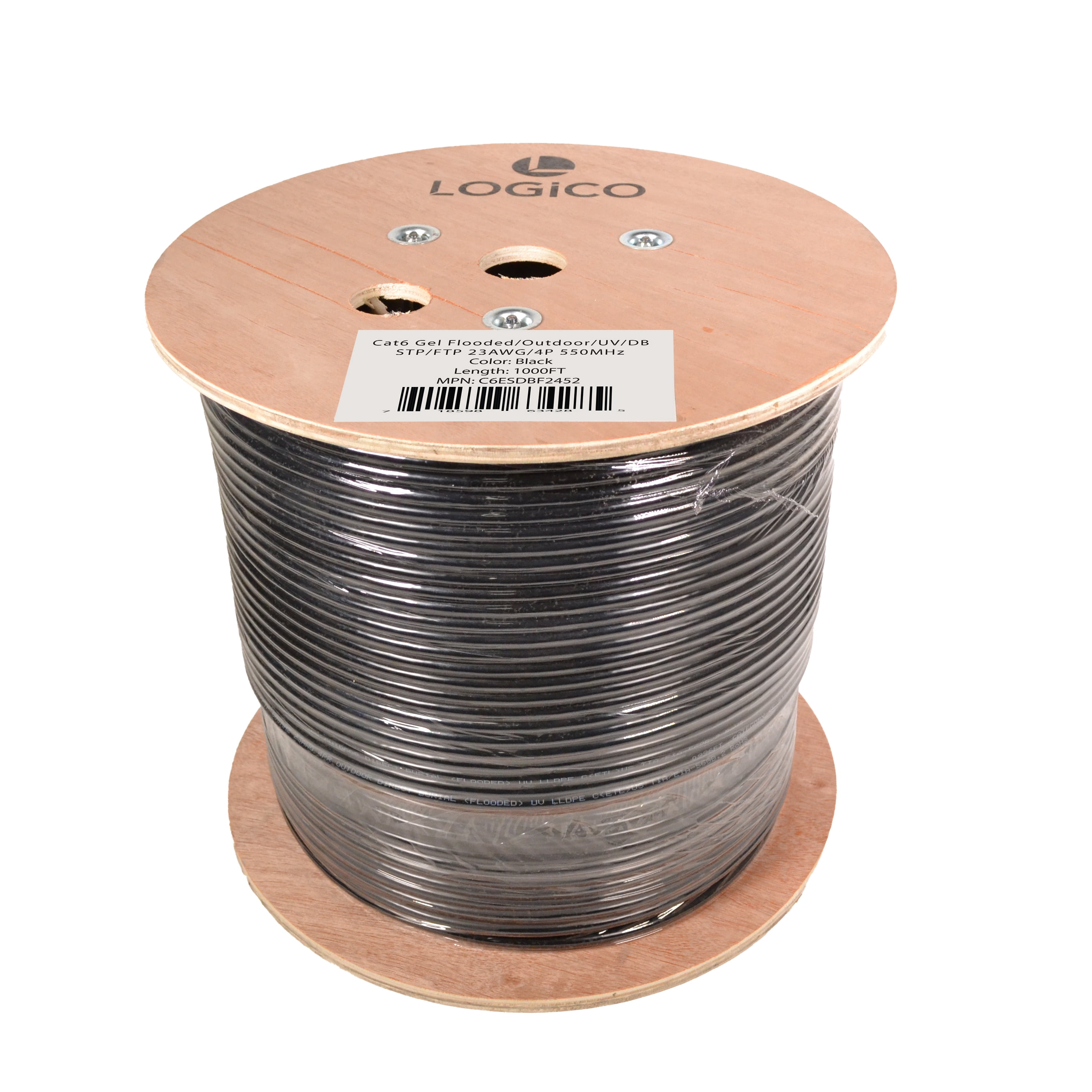 Cat6 Shielded Ethernet Cable 1000FT Outdoor Direct Burial Gel 23AWG Pure Copper
