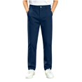 thumbnail image 2 of Xaqiouau Boys Straight Leg Chino Pants Classic Flat Front Casual Trousers Button Closure Solid Color School Uniform Bottoms Versatile Everyday Wear Navy 7-8 Years, 2 of 9
