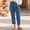 Blue plus size capri pants for women a1, variant on Cagogo Women Plus Size Capri Pants High Waisted Straight Leg Casual Trousers with Pockets Solid Summer Everyday Wear Lounge Party Bottoms, Army Green S