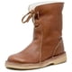 thumbnail image 1 of Botas de nieve de invierno de tacón plano y punta redonda para mujer, informales, con cordones en la parte delantera, de color liso, planas, de talla grande, para otoño e invierno, 1 of 6