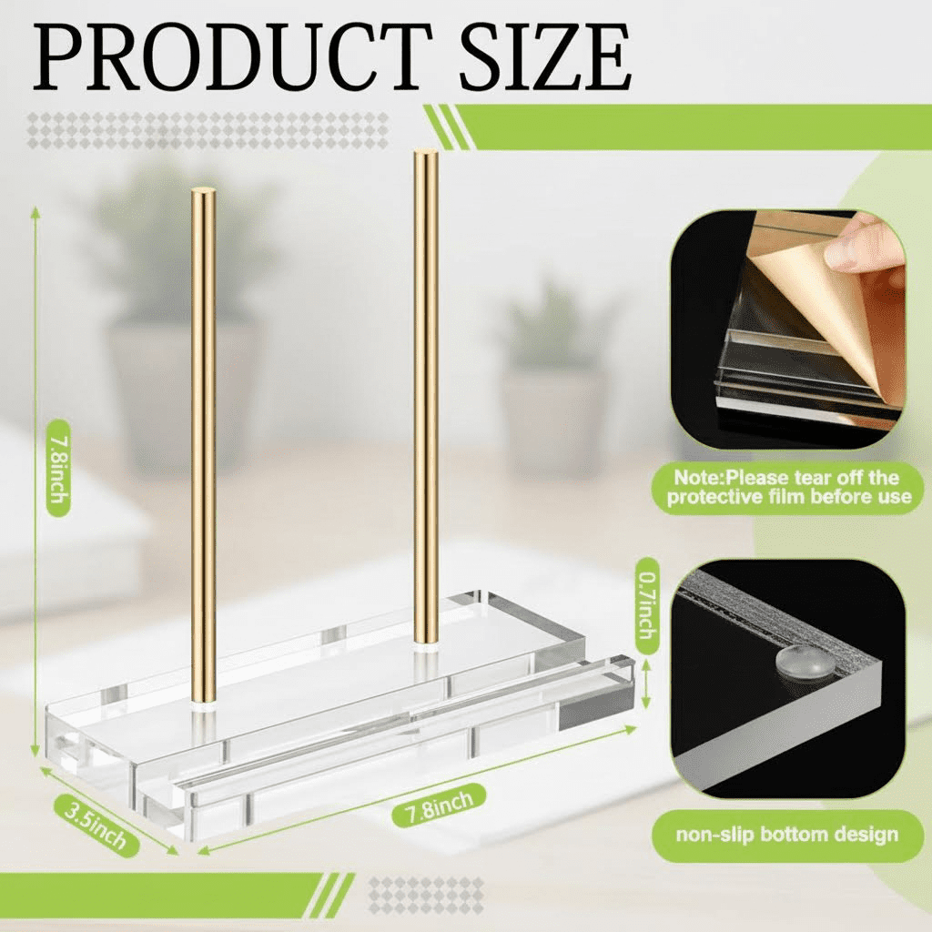 Clear Acrylic Display Easel Stand for Books, Photos, Artwork, Tablets, and Plates - Gold Finish, 7.8 x 3.5 x 7.8 Inch, Versatile Tabletop Holder for Frames, Albums, Magazines, and Canvas Boards
