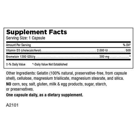 Mt. Angel Vitamins - Good Vitamin D, 2000 IU D-3 with Bromelain (60 Capsules)