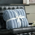 thumbnail image 3 of Faux Fur Throw Blanket for Couch, Cozy Warm Plush Striped Blanket for Sofa Bedroom Living Room, 50 * 60 Inches Light Blue, 3 of 18
