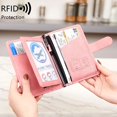 thumbnail image 1 of Estuche de cuero con portatarjetas, multifunción, para guardar tarjetas de identificación, con RFID, antirrobo, sencillo y moderno, de gran capacidad, 1 of 4