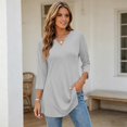thumbnail image 6 of 3/4 Length Sleeve Womens Tops V Neck Shirts Dressy Casual Fashion Trendy Curved Hem Shirts 2026, 6 of 7