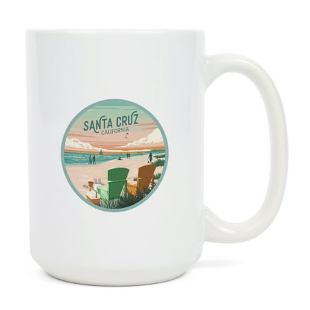 

15 fl oz Ceramic Mug Santa Cruz California Painterly Bottle This Moment Beach Chairs Contour Dishwasher & Microwave Safe
