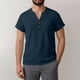 thumbnail image 3 of Ceisia Men's Casual Cotton Linen Blend V-Neck Button Short Sleeve Henley Top Navy XXL Gifts, 3 of 8