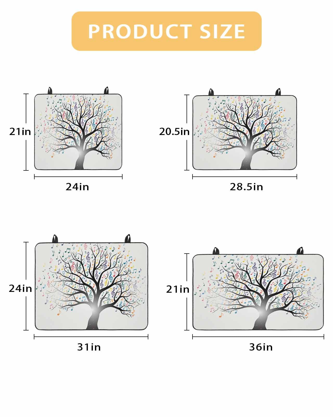 Large Induction Cooktop Protector Mat Music Tree Stove Top Covers for Electric Stove, Modern Abstract Art Note Branches Decorative Stove Burner Cover Mats, Glass Top Stove Cover