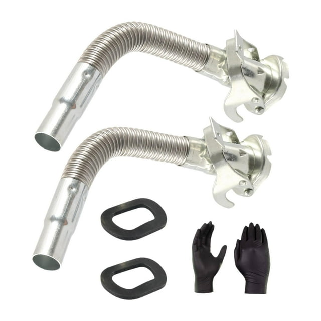Vertedor de aceite y junta de manguera de boquilla larga de acero inoxidable, boquilla flexible para bidón de gasolina. 2 piezas