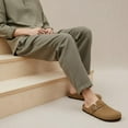 thumbnail image 3 of Cushionaire Haze Genuine Suede Leather Men's Clogs - Comfortable Slip On Potato Shoes for Men with Adjustable Buckle, 3 of 18