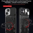 thumbnail image 6 of Heavy Duty Case for iPhone 12 Pro 6.1 inch, Camera Lens Sliding Cover with Hidden Bracket Magnetic Car Mount Holder, Rugged PC+TPU Hybrid Military Grade Shockproof Lens Protection Case,Black, 6 of 12
