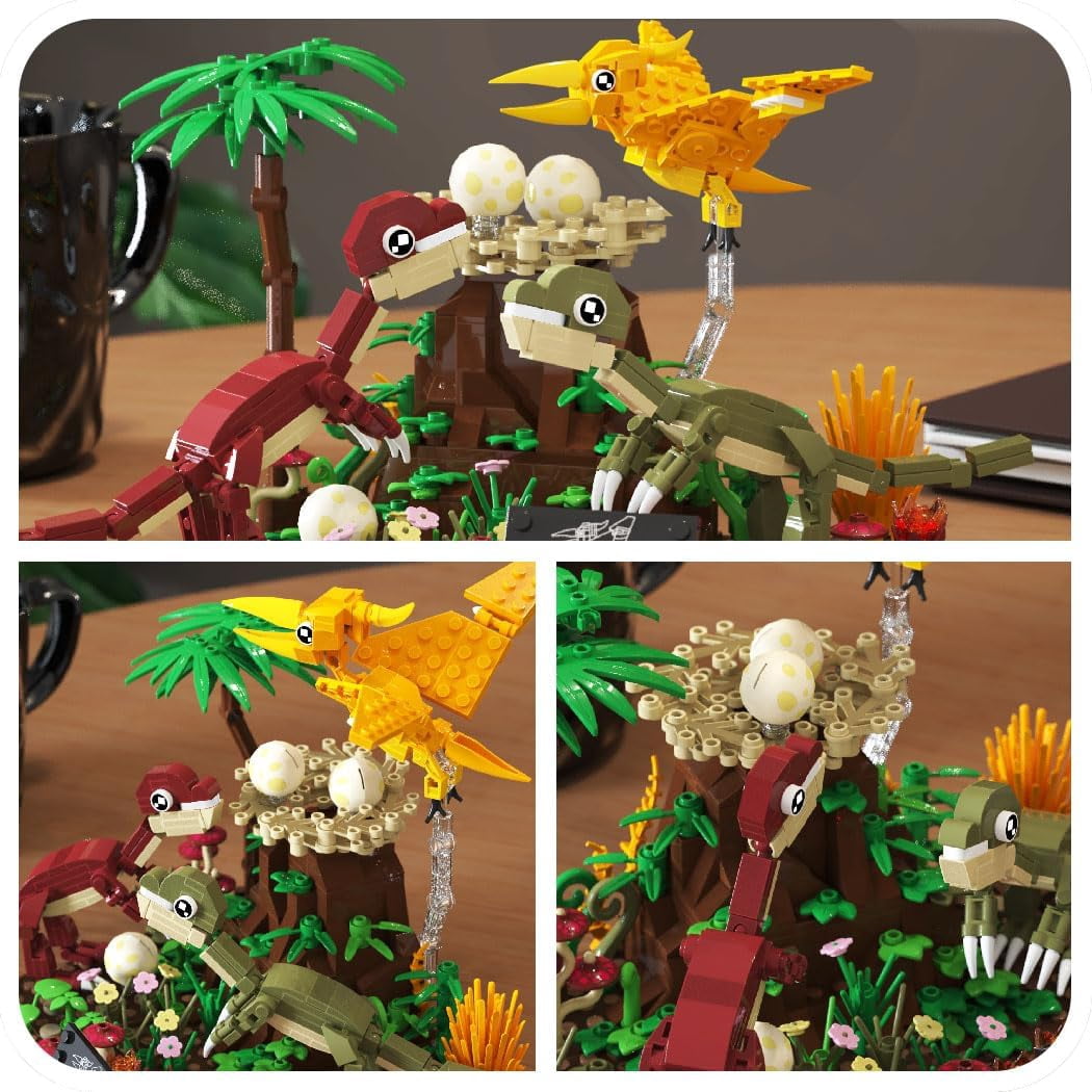 Dinosaur World Building Set,Compatible  Sets,Jurassic Volcano Era Building, (536 Pcs)