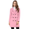 thumbnail image 1 of INSPIRE CHIC Women's Notched Lapel Collar Double Breasted Mid Length Overcoat, 1 of 7