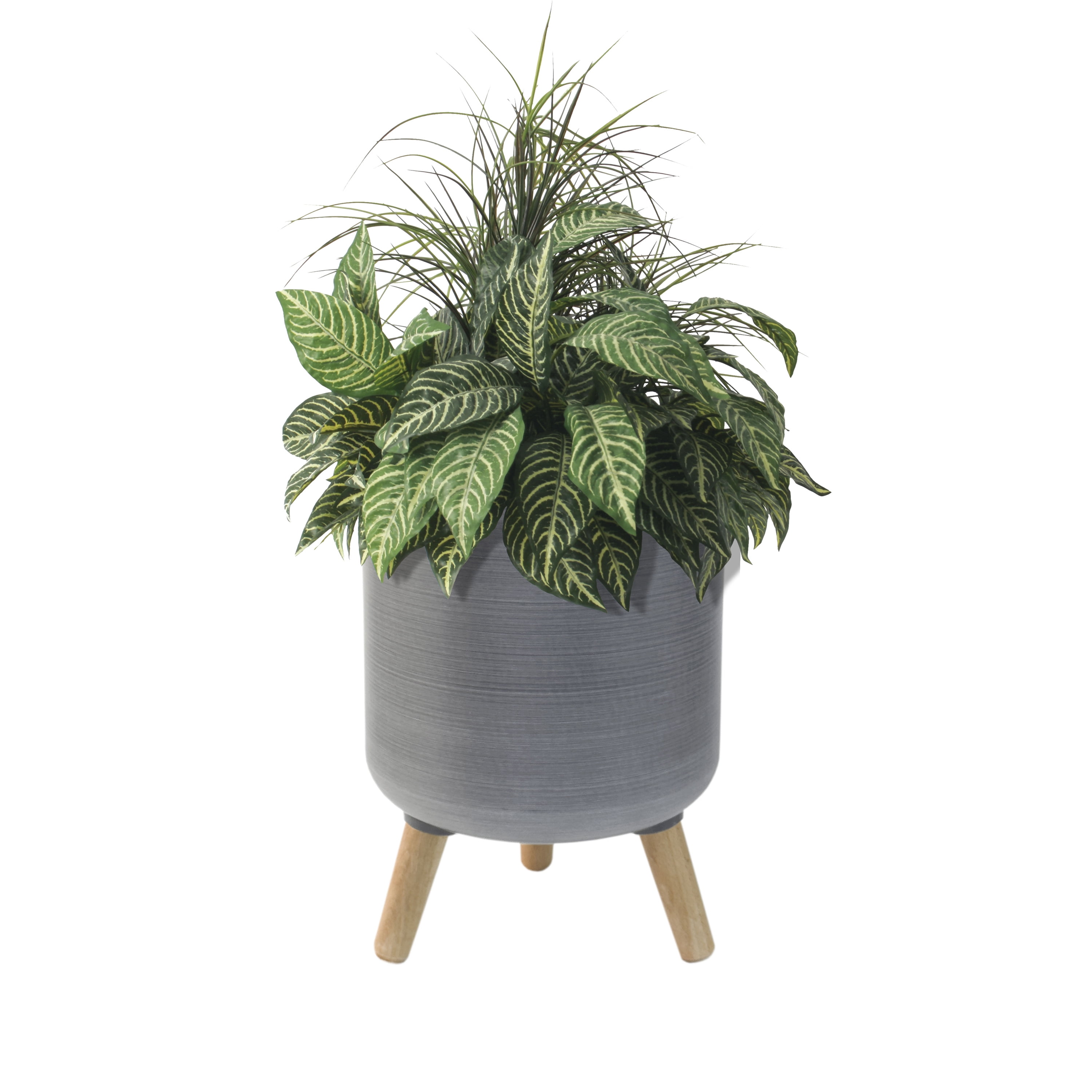 Algreen Modena 10.7" Planter with Stand, Brushed Grey
