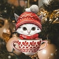 thumbnail image 7 of Taicans Cute Cat in Red Tea Cup Christmas Ornament - 8cm/3.1in Handmade Holiday Tree Decoration,Festive Gift for Xmas,Cute Hanging Decor,2D, 7 of 7