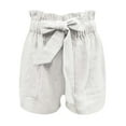 thumbnail image 5 of Sngxgn Womens Shorts Comfy Summer Drawstring High Waist Cotton Shorts for Women Trendy(White,M), 5 of 5