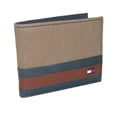thumbnail image 2 of Men's Tommy Hilfiger Leather Ranger Passcase Black Blue Two Tone Bifold Wallet, 2 of 5