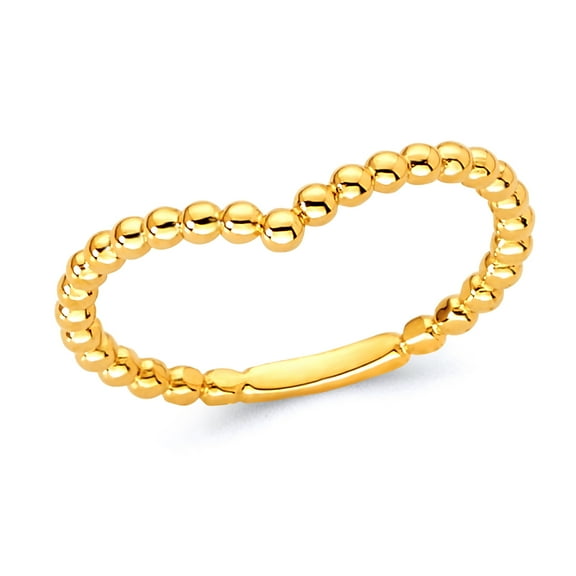 Wellingsale Ladies Solid 14k Yellow Gold Polished Popcorn Design Curved Wedding Ring Band - Size 4