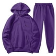 thumbnail image 2 of SGMVNU Mens 2 Piece Hooded Sweatsuit Outfits Drawstring Hoodie Sweatshirt & Joggers Sweatpants Set Tracksuit Workout Gym Outfits(Purple, L), 2 of 4
