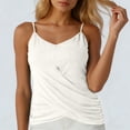 thumbnail image 4 of ZHYou No Boundrie Camisole Tops for Women V Neck Spaghetti Strap Wrap Front Ruched Loose Fit Casual Summer Tank Tops White Size S, 4 of 7