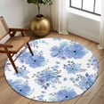 thumbnail image 2 of Round Rug 7Ft Washable Non-Slip, Blue Watercolor Floral Circle Area Rugs for Living Room Bedroom, Spring Flower Abstract Art Indoor Floor Mats Carpet Runner for Home Decor Aesthetic, 2 of 8