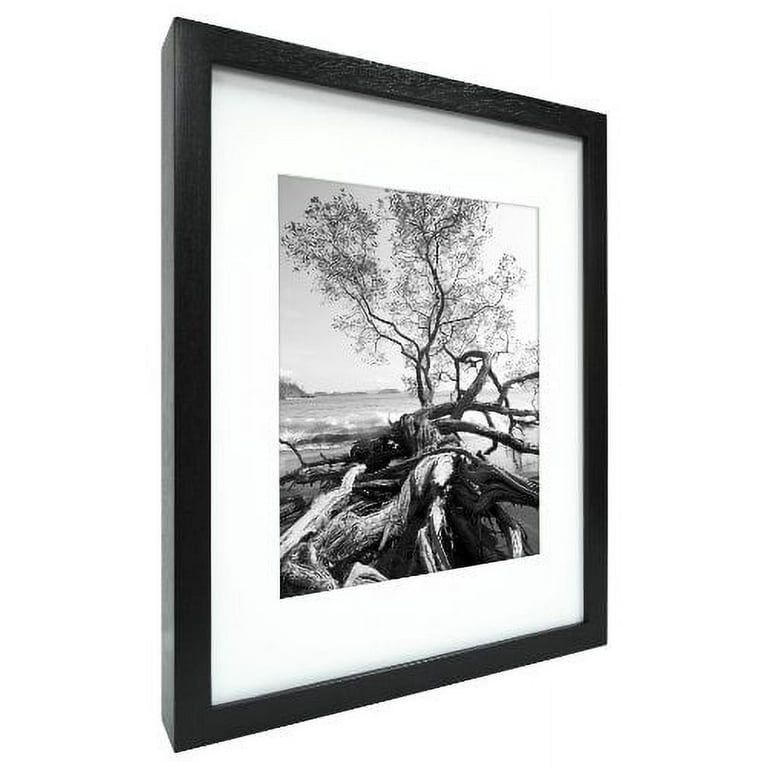 Contemporary, Gallery Black Picture Frame, 12x12 Inch, White Mat With 8x8  Inch Opening, 4-piece Set 500121204B12A, Craig Frames, Frame Set 