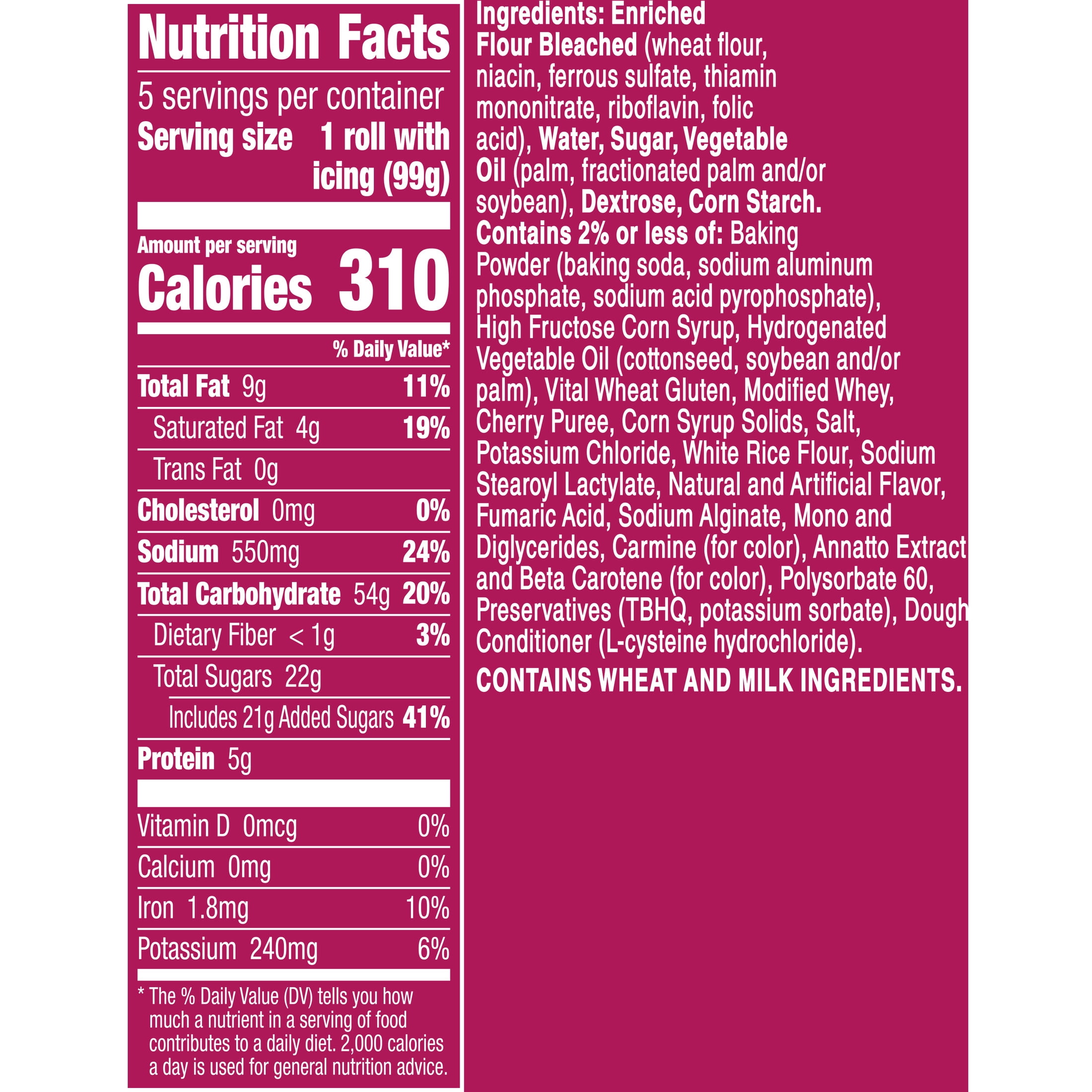 Pillsbury Grands! Poppin' Flavor Raspberry Fruit Rolls, Vanilla Icing, 5 Count, 17.5 oz