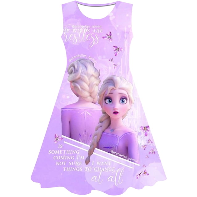 Disney Frozen Elsa vestido estampado de dibujos animados niños niñas Frozen vestido lindo fiesta de cumpleaños princesa Frozen vestido niñas tamaño 6M-10T9T Gao Jinjia LED