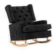 thumbnail image 2 of Fabric Rocking Chair with Side Pocket Mid-Century Modern Nursery Rocking Armchair w/Wood Frame Upholstered Tall Back Accent Glider Rocker for Living Room(Black + Polyester), 2 of 8