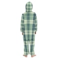 thumbnail image 3 of Soft Big Kids Onesie Pajamas Cozy Loose-Fit Jumpsuits for kids with Pockets for Christmas Lounge & Play Green Tartan Pattern, 3 of 8