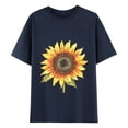 thumbnail image 2 of NuoCaiYun Spring Summer Loose Tops Women'S Fashion Casual Everyday Daisy Print Crew Neck Short Sleeve T-Shirt, 2 of 5